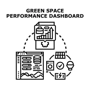 Green space performance dashboard business monitoring concept Stock Illustration
