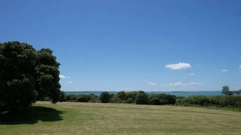 Green Space with uninterrupted  views overlooking water Stock Footage 232080724
