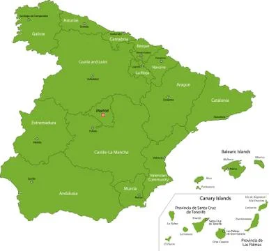 Green Spain map Stock Illustration