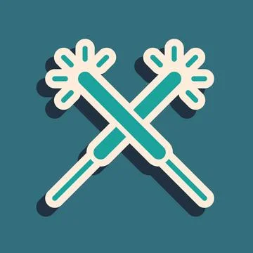 Green Sparkler firework icon isolated on green background. Festive Christma.. Stock Illustration