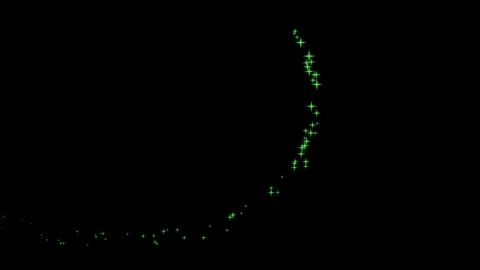 Green Sparkling Comet and Glowing Star Dust Trail on Black Background Graphic Stock Footage 344977988