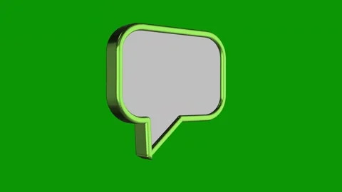 Green speech bubble background screen letter o golf ball q white object middle Stock Footage 314065092