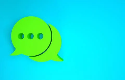 Green Speech bubble chat icon isolated on blue background. Message icon. Comm Stock Illustration