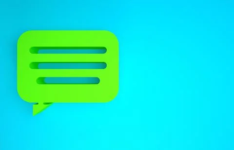 Green Speech bubble chat icon isolated on blue background. Message icon. Comm Illustrazione stock