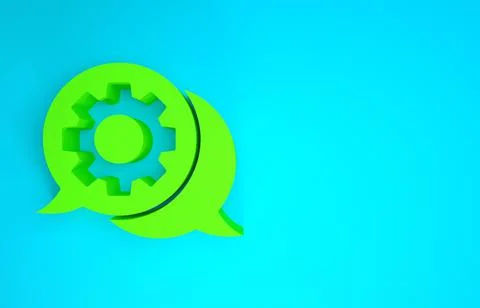 Green Speech bubble chat icon isolated on blue background. Message icon. Comm Stock Illustration