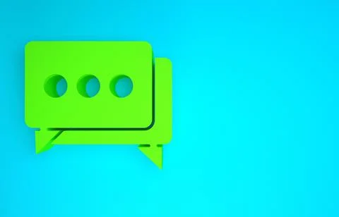 Green Speech bubble chat icon isolated on blue background. Message icon. Comm Stock Illustration