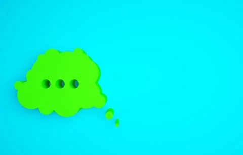 Green Speech bubble chat icon isolated on blue background. Message icon. Comm Illustrazione stock