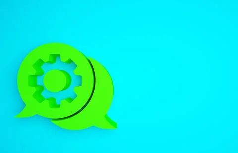Green Speech bubble chat icon isolated on blue background. Message icon. Comm 스톡 일러스트