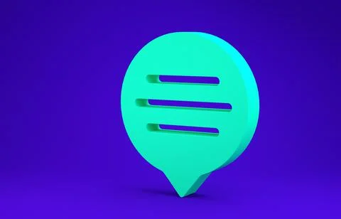 Green Speech bubble chat icon isolated on blue background. Message icon. Comm Stockillustratie
