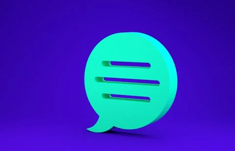 Green Speech bubble chat icon isolated on blue background. Message icon. Comm Illustrazione stock