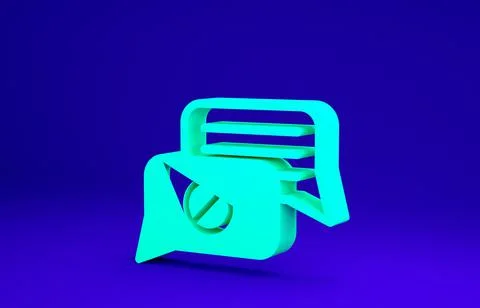 Green Speech bubble chat icon isolated on blue background. Message icon. Comm Illustrazione stock