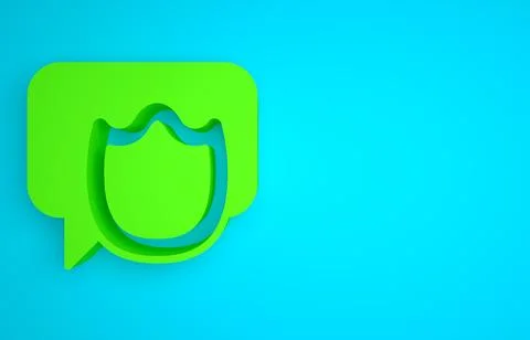 Green Speech bubble chat icon isolated on blue background. Message icon Illustrazione stock