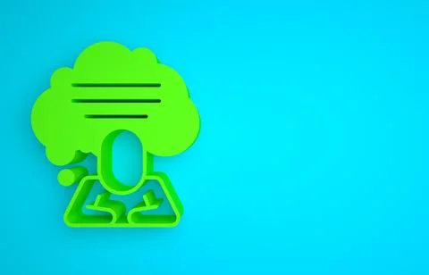 Green Speech bubble chat icon isolated on blue background. Message icon Illustrazione stock
