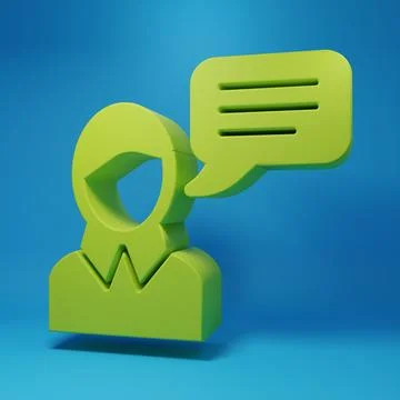 Green Speech bubble chat icon isolated on blue background. Message icon. Co.. Illustrazione stock