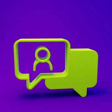 Green Speech bubble chat icon isolated on purple-blue background. Message i.. Stock Illustration