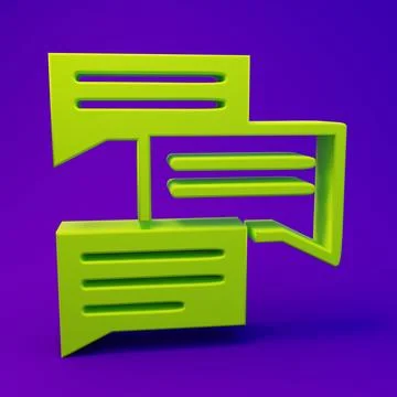 Green Speech bubble chat icon isolated on purple-blue background. Message i.. Illustrazione stock