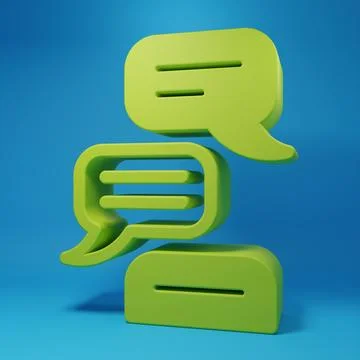 Green Speech bubble chat icon isolated on blue background. Message icon. Co.. Illustrazione stock