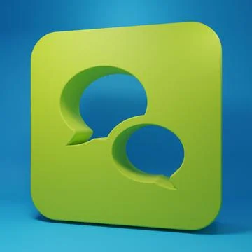 Green Speech bubble chat icon isolated on blue background. Message icon. Co.. Stock Illustration