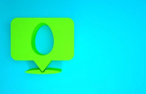 Green Speech bubble with easter egg icon isolated on blue background. Happy E Stock Illustration