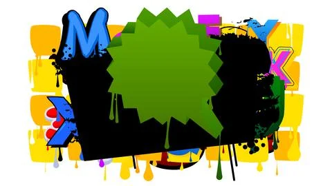 Green Speech Bubble Graffiti with abstract elements Background. Urban paint.. イラスト素材