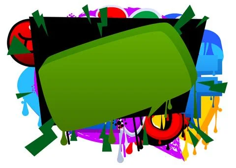 Green Speech Bubble Graffiti with abstract elements Background. Urban paint.. イラスト素材