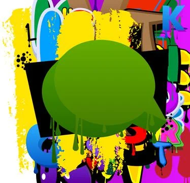 Green Speech Bubble Graffiti with abstract elements Background. Urban paint.. Stock Illustration