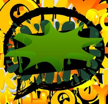 Green Speech Bubble Graffiti with abstract elements Background. Urban paint.. Stock Illustration
