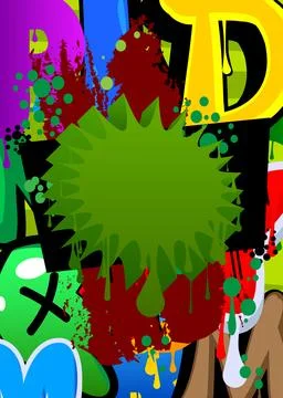 Green Speech Bubble Graffiti with abstract elements Background. Urban paint.. Stock Illustration