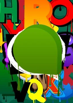 Green Speech Bubble Graffiti with abstract elements Background. Urban paint.. イラスト素材