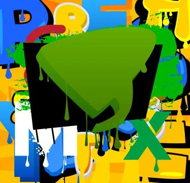 Green Speech Bubble Graffiti with abstract elements Background. Urban paint.. イラスト素材