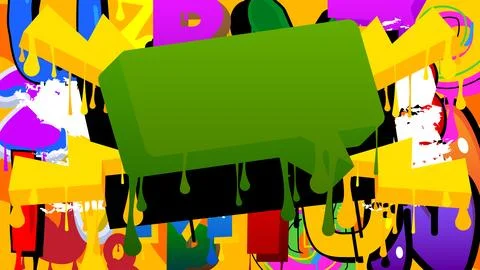 Green Speech Bubble Graffiti with abstract elements Background. Urban paint.. イラスト素材
