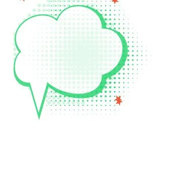 Green Speech Bubble Graphic with Halftone Texture and Stars for Comic Content Stock Illustration