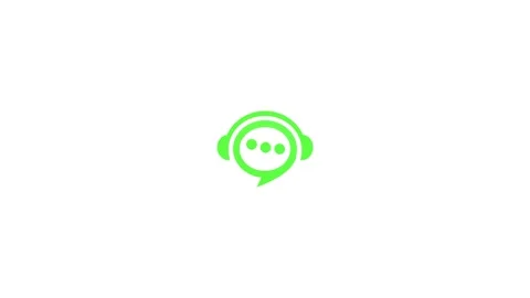 Green speech bubble with headphones and dots logo on animation white backgr.. Stock Footage 321854908