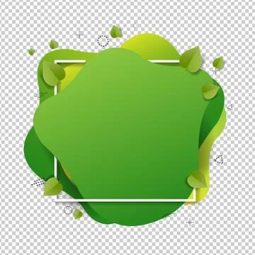Green Speech Bubble With Leaves Isolated Transparent Background Stock Illustration