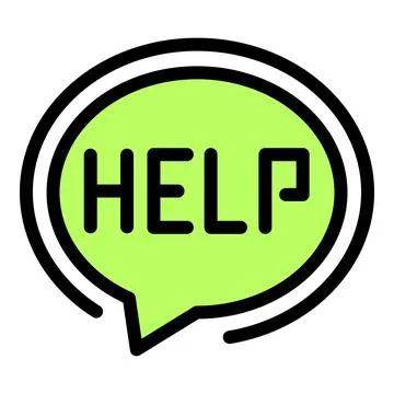 Green speech bubble showing help word requesting assistance Stock Illustration