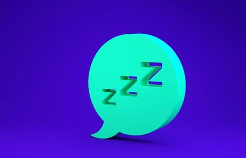 Green Speech bubble with snoring icon isolated on blue background. Concept of Stock Illustration