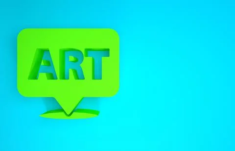 Green Speech bubble with text art icon isolated on blue background. Message i Stock Illustration
