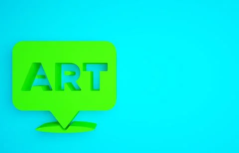 Green Speech bubble with text art icon isolated on blue background. Message icon Stock Illustration