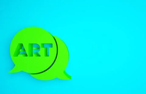 Green Speech bubble with text art icon isolated on blue background. Message icon Stock Illustration