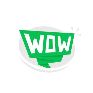 Green speech bubble with wow Stock Illustration
