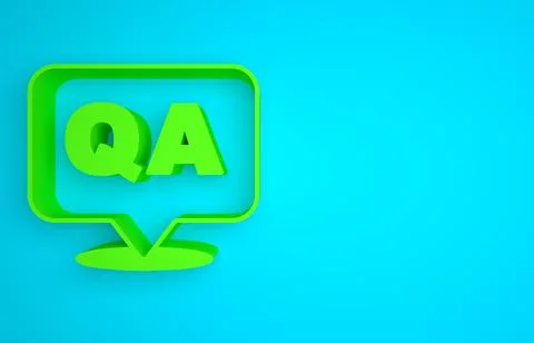 Green Speech bubbles with Question and Answer icon isolated on blue background Stock Illustration