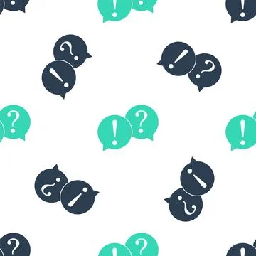 Green Speech bubbles with Question and Exclamation marks icon isolated seamless Stock Illustration