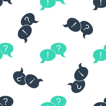 Green Speech bubbles with Question and Exclamation marks icon isolated seamless Stock Illustration