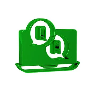 Green Speech bubbles with Question and Answer icon isolated on transparent .. Stock Illustration