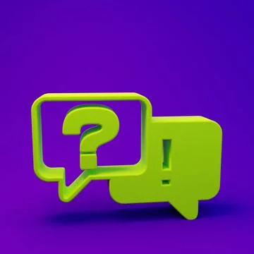 Green Speech bubbles with Question and Answer icon isolated on purple-blue .. Stock Illustration