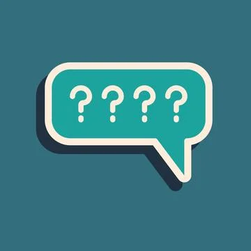 Green Speech bubbles with Question icon isolated on green background. FAQ s.. Stock Illustration