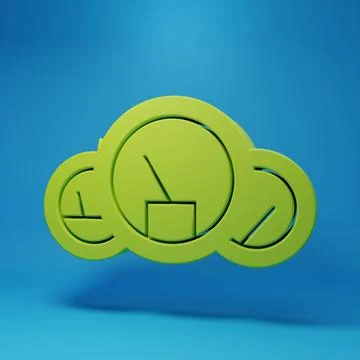 Green Speedometer icon isolated on blue background. Minimalism concept. 3D .. イラスト素材