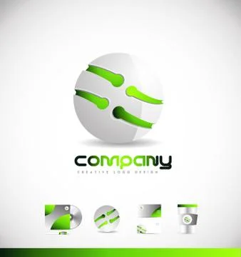 Green sphere 3d logo icon design Stock Illustration