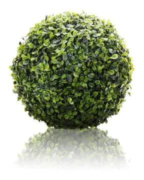 Green sphere from artificial grass with reflection isolated on white backgrou Stock Photos