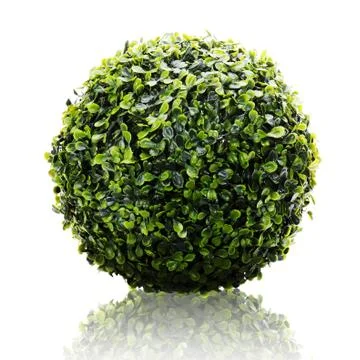 Green sphere from artificial grass with reflection isolated on white backgrou Stock Photos